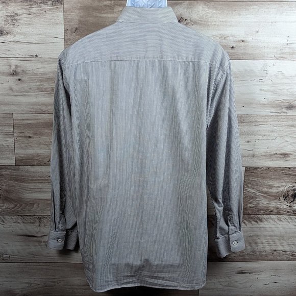 Michelsons London* Men's‎ Long Sleeve Button Down Curved Hem Striped Shirt~ XL - Picture 2 of 14